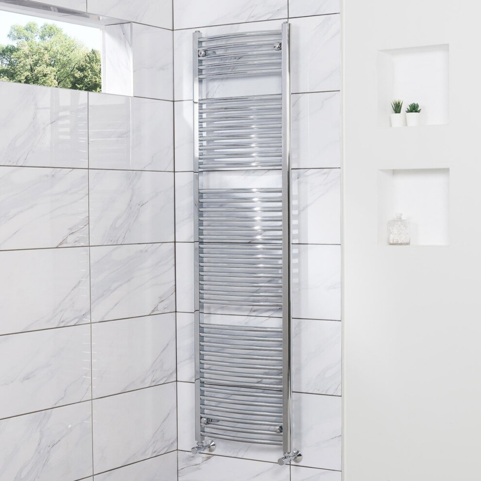 Fjord 1800 x 500mm Curved Chrome Heated Towel Rail