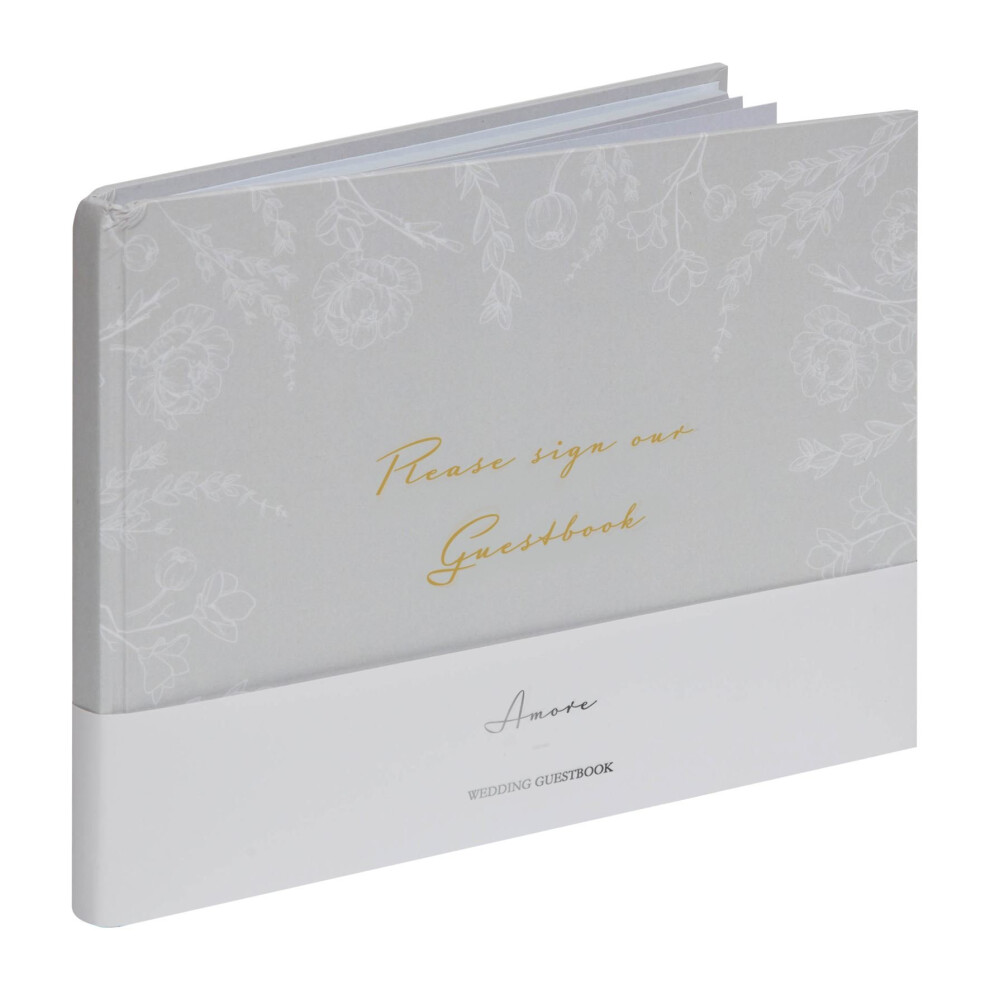 Grey Floral Guest Book 40 Pages