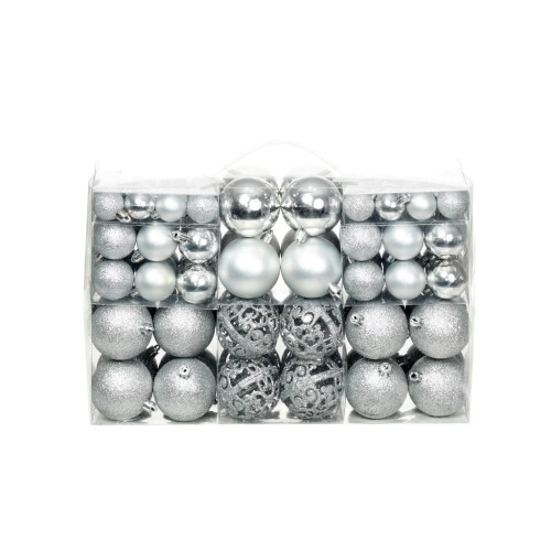 vidaXL Christmas Ball Set 100 Piece 3/4/6 cm Silver Tree Hanging Decoration