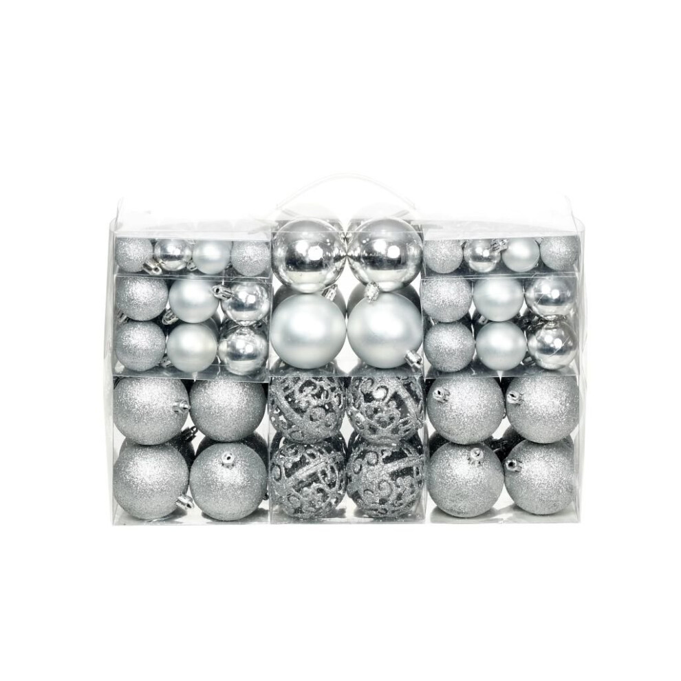 Vidaxl Christmas Ball Set 100 Piece 3/4/6 Cm Silver Tree Hanging Decoration