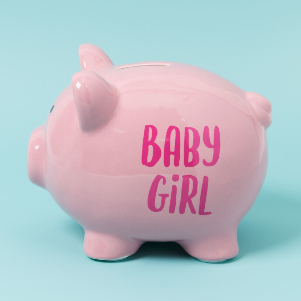 'Pennies & Dreams' Ceramic Pig Money Bank - Baby Girl