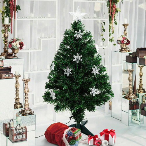 Homcom Homcom 3ft Fibre Optic Artificial Christmas Tree With Snowflake Lights 1