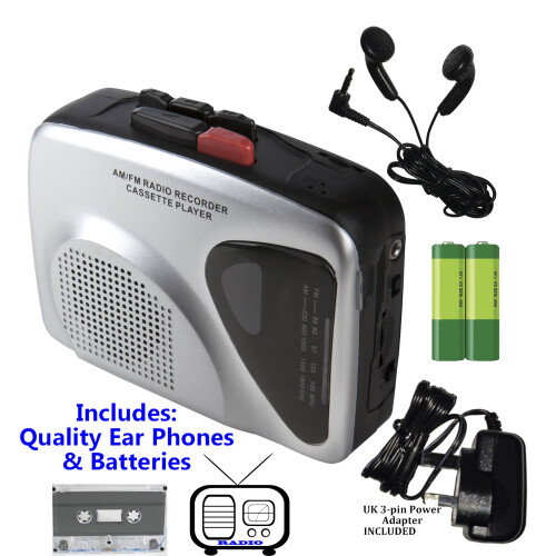 Classic Portable Personal Cassette Tape Recorder / Player and Radio