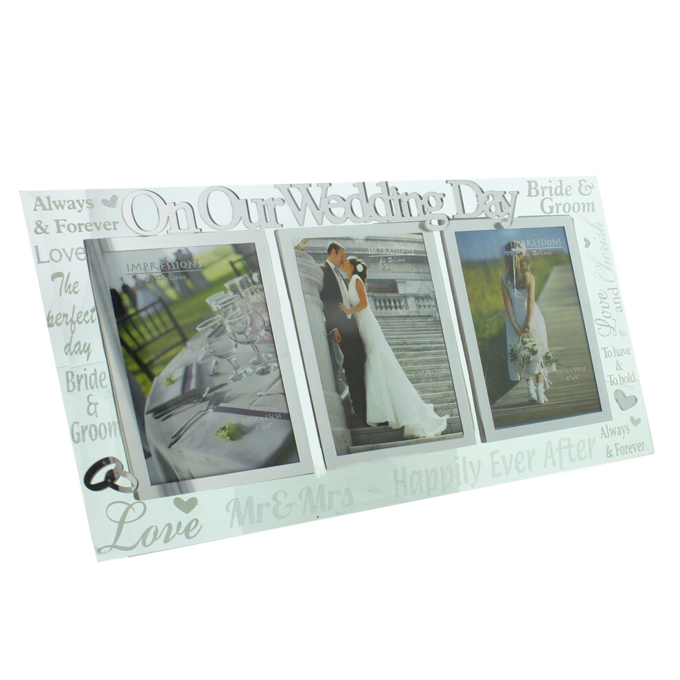 Juliana Mirror 3D Words Wedding Triple Photo Frame