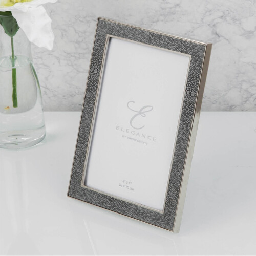 WIDDOP and Co. 4' x 6' - Elegance Nickel Plated Grey Faux Shagreen Frame