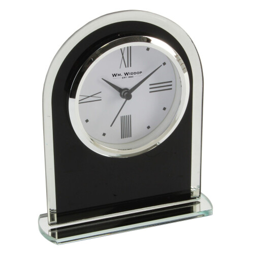 WIDDOP and Co. Wm.Widdop Black & Clear Arched Mantel Clock
