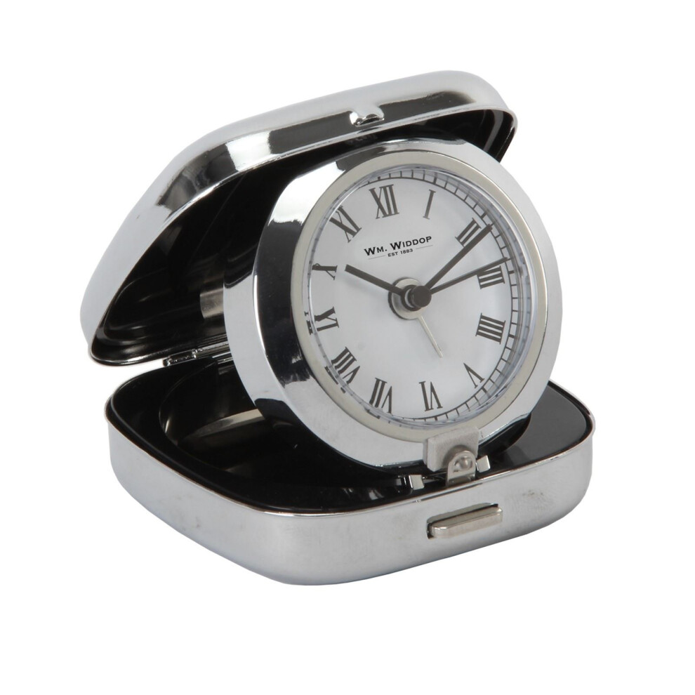 Wm Widdop Metal Fold up Alarm Clock White Dial