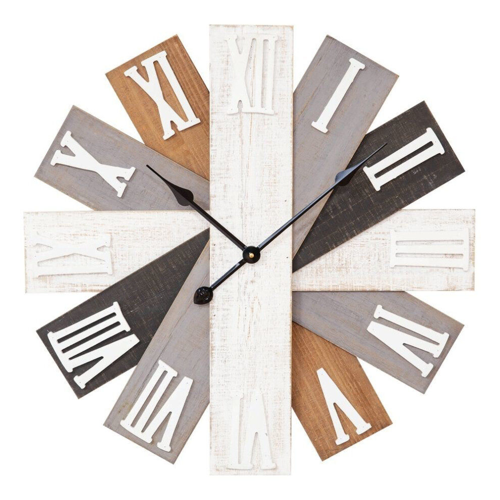 Hometime Home Multi Finish Wooden Plank Wall Clock 60Cm