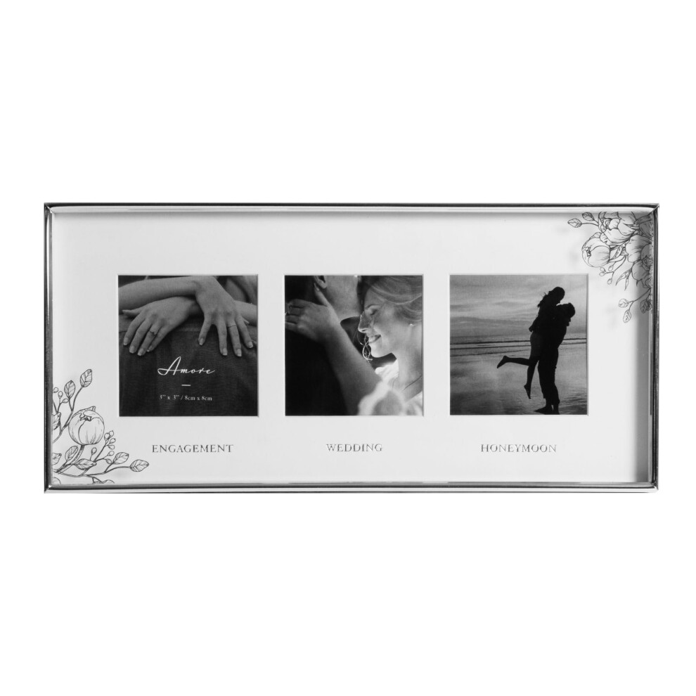 3' x 3' - Silver Floral Frame Engaged Wedding Honeymoon