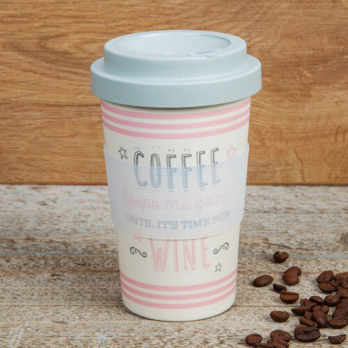 WIDDOP and Co. Love Life Bamboo Travel Mug 400ml - Coffee Keeps Me Going