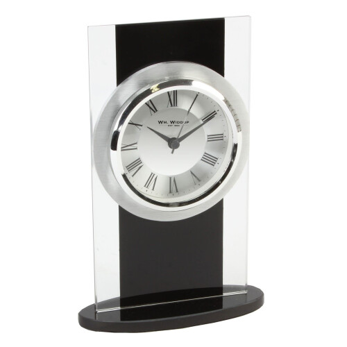 WIDDOP and Co. Wm.Widdop Black & Clear Glass Mantel Clock