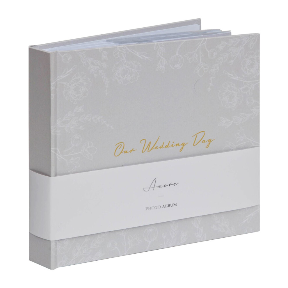 'Our Wedding Day' Grey Floral Photo Album 5' x 7' 50 Pages