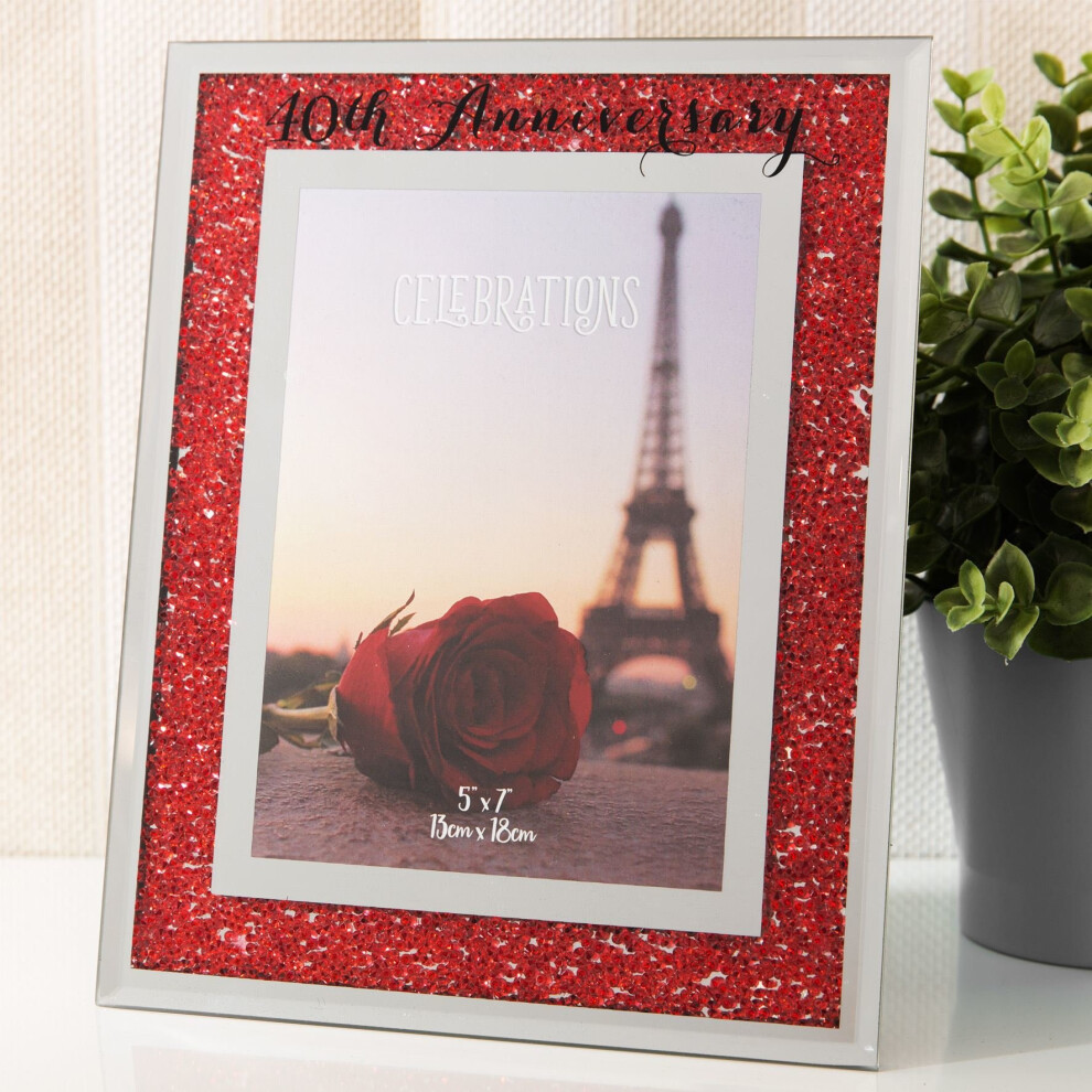 Celebrations Crystal Border Frame 5' x 7' - 40th Anniversary - WG91440