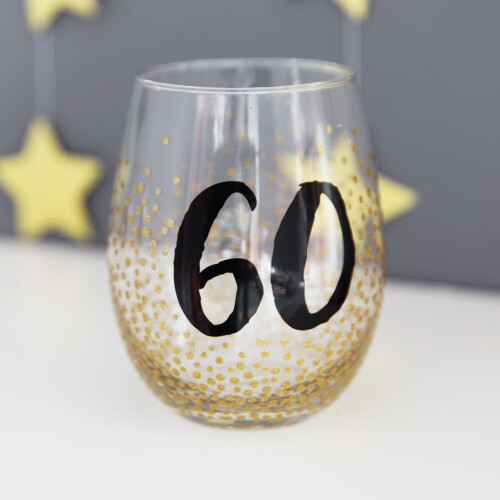 WIDDOP and Co. Signography Stemless Wine Glass with Gold Glitter - 60