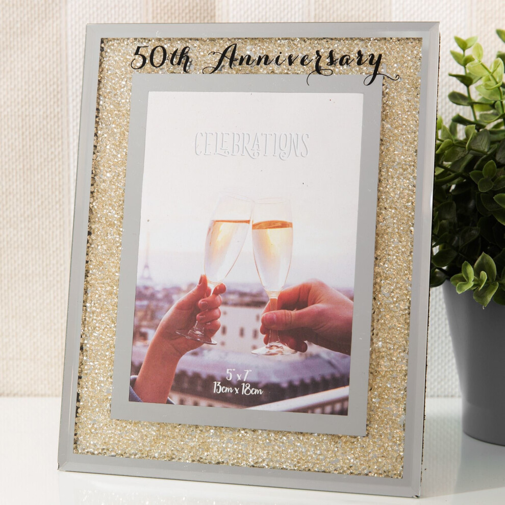 5' x 7' - Celebrations Crystal Frame - 50th Anniversary