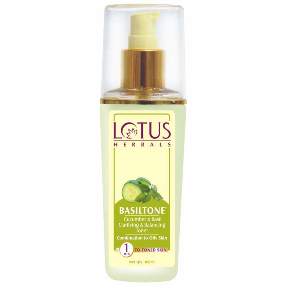 Lotus Herbals Basiltone Cucumber Basil Clarifying And Balancing Toner, 100ml