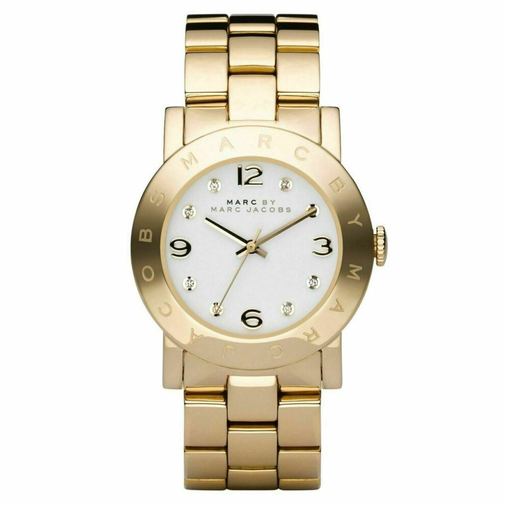 Marc by Marc Jacobs Amy White Dial Gold Tone Ladies Watch MBM3056