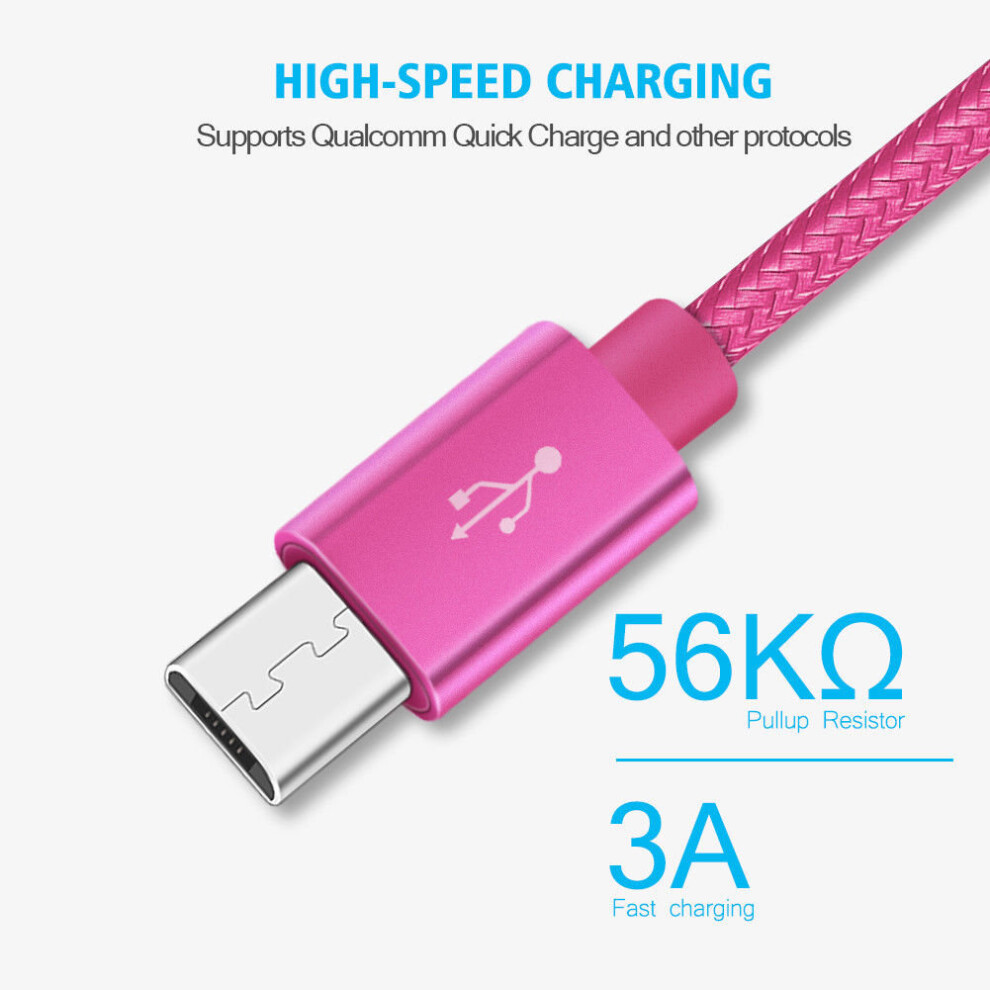 (Hot Pink, 3 Metre) Charging Cable for PlayStation 4 Controller, Xbox One, PS4 Fast Charging Long Lead USB