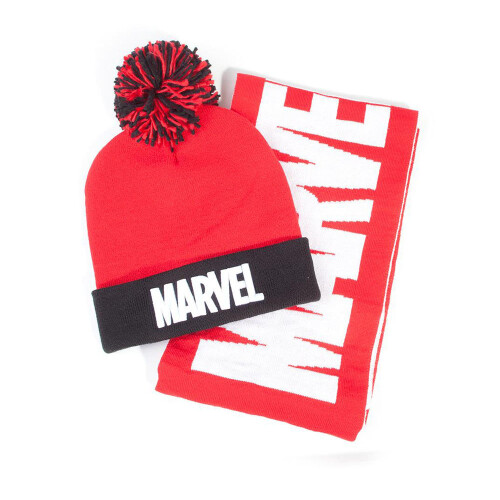 Marvel Logo Beanie & Scarf Gift Set