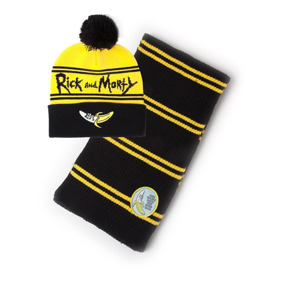 Rick and Morty Banana Beanie & Scarf Gift Set