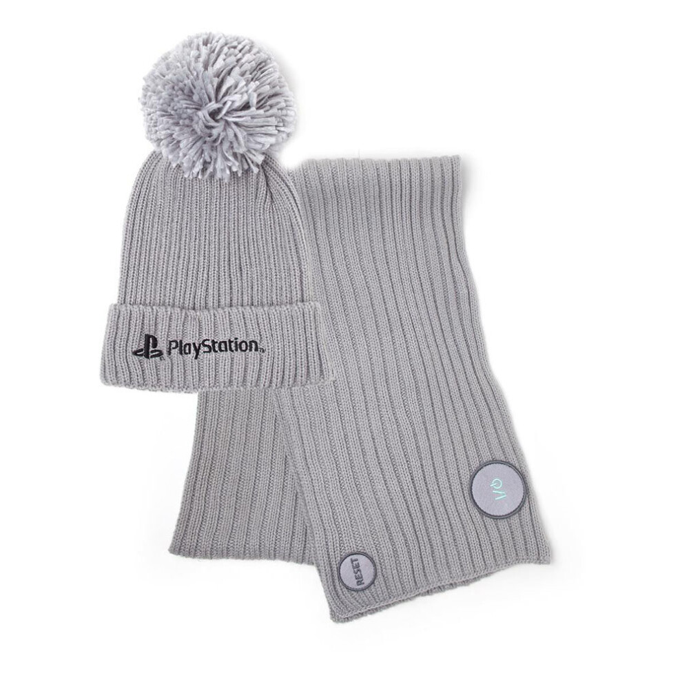 Playstation Silver Beanie & Scarf Gift Set