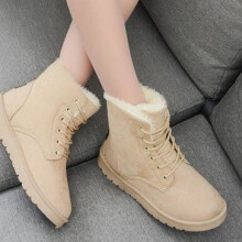 (Brown, 4 (Adults')) Women Winter Sueded Lace Up Snow Martin Boots