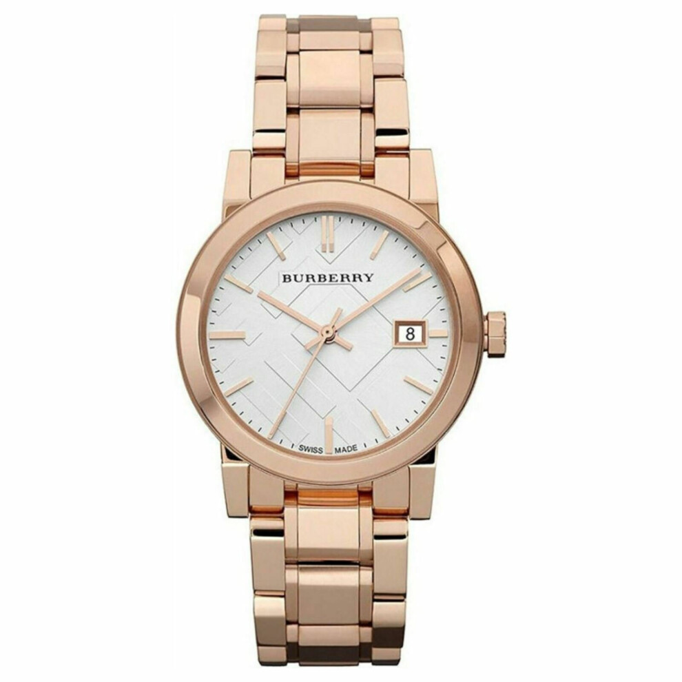 Burberry Swiss Made Ladies' Watch Bu9104|White Analog Dial|Rose Bracelet Gold