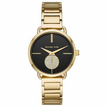 Michael Kors Portia Ladies Watch MK3788|Black Dial|Gold Tone Stainless Strap