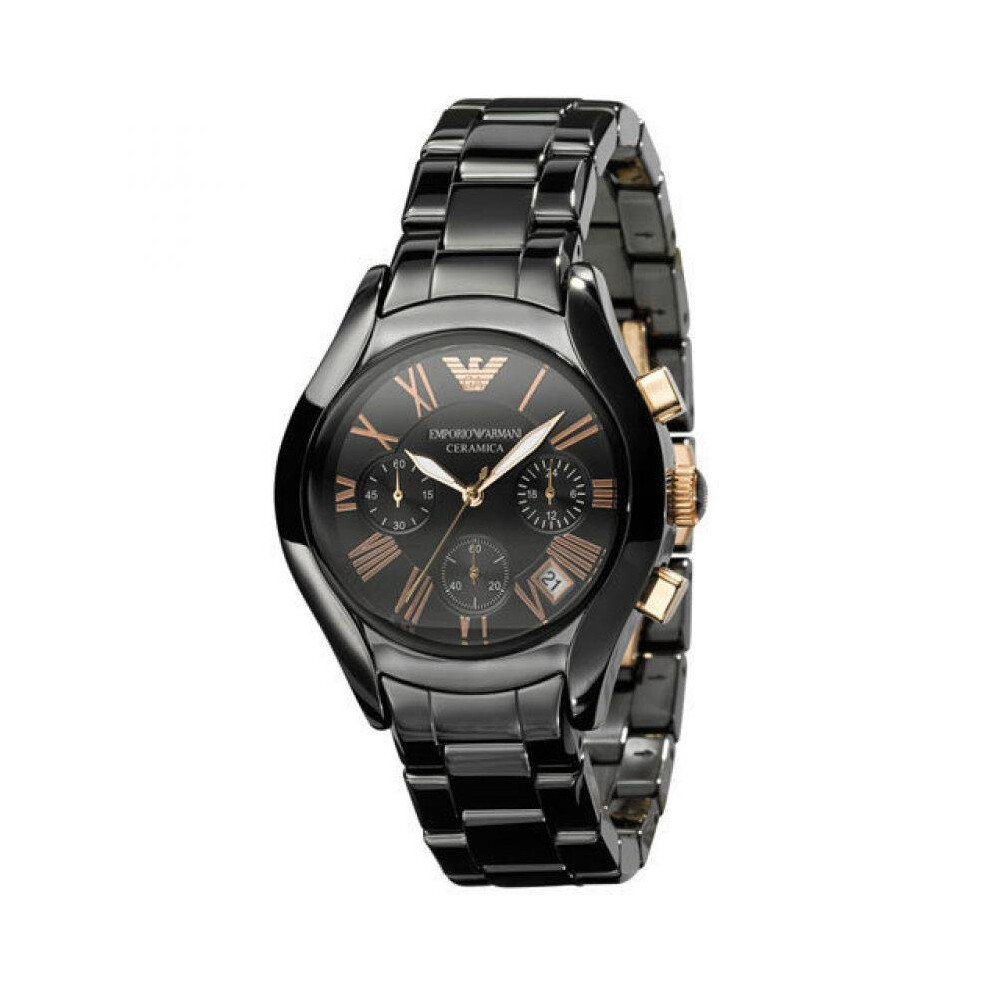 Emporio Armani Ceramic Chronograph Black Dial Ladies Watch AR1411