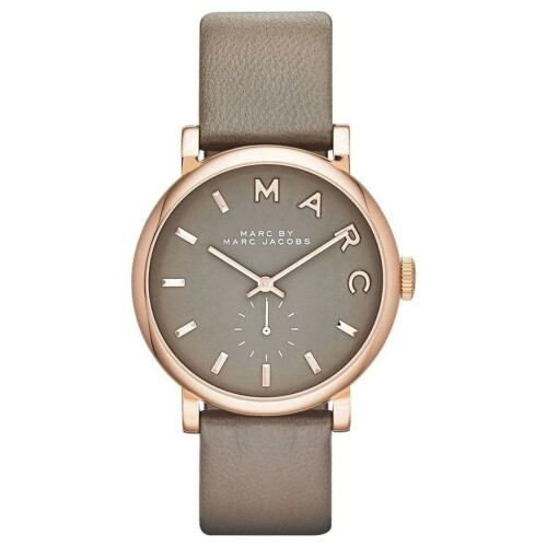 Marc Jacobs Marc Jacobs Baker Ladies Watch MBM1266|Rose Case Grey Dial|Leather Strap