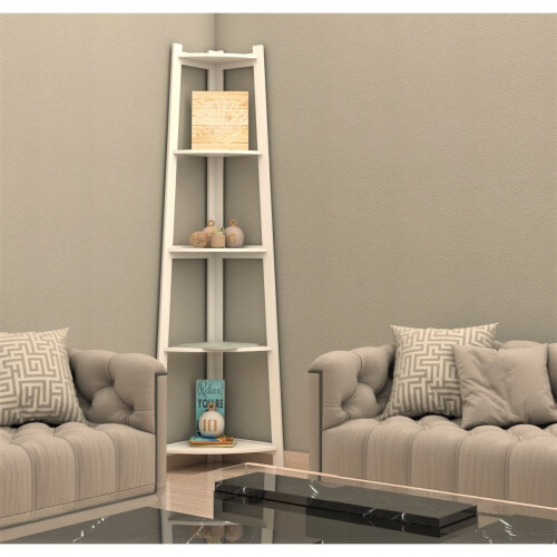 Charles Jacobs (White) Charles Jacobs Corner Ladder Shelf Bookcase Display Storage Unit 2