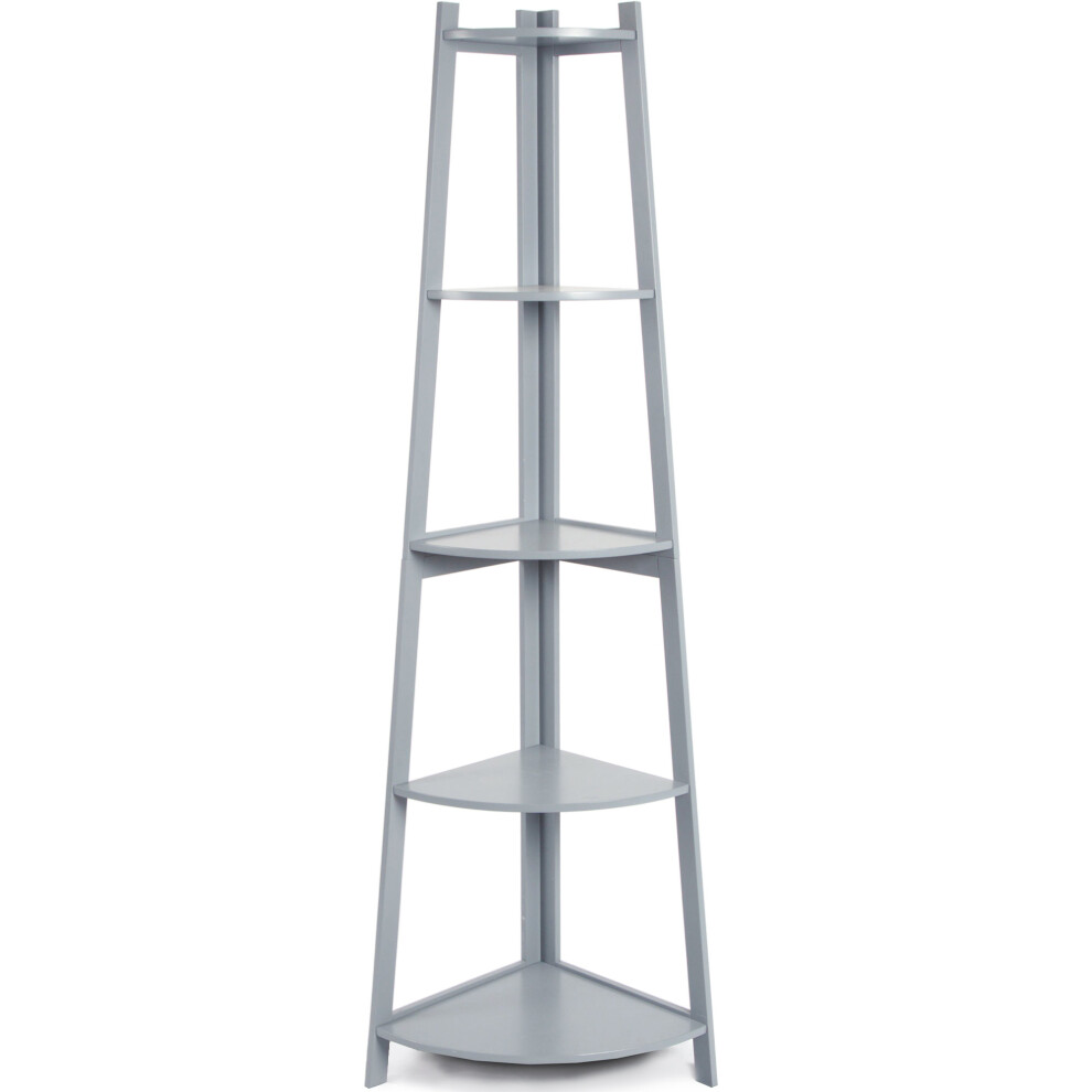 (Grey) Charles Jacobs Corner Ladder Shelf Bookcase Display Storage Unit