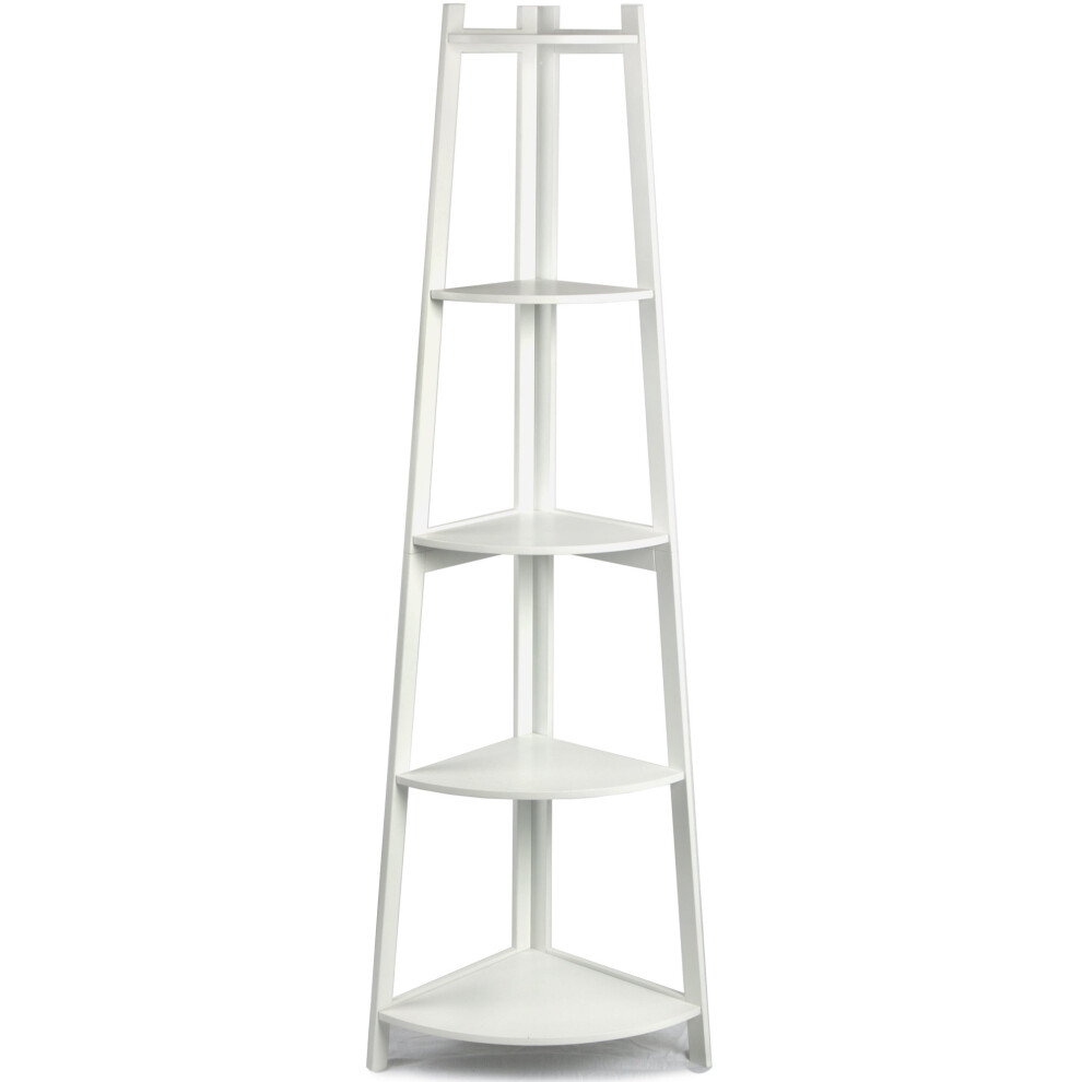 (White) Charles Jacobs Corner Ladder Shelf Bookcase Display Storage Unit