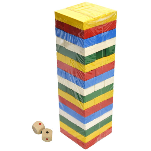 51 Pcs Colour Wooden Blocks Tower Stacking Game Classic Tumbling Jenga Building