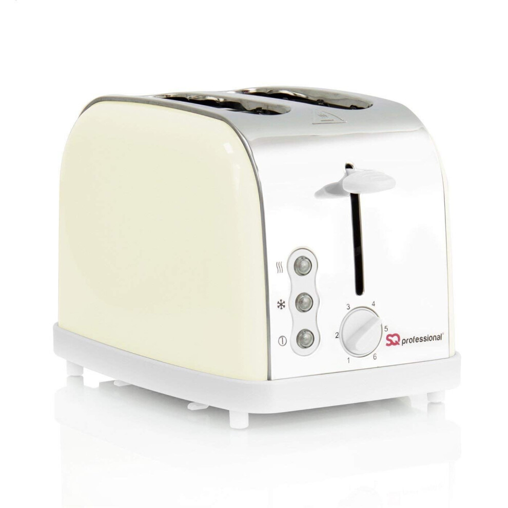 Sq Professional Dainty Legacy 900W Stainless Steel 2-Slice Toaster With Wide Slots Defrost Reheat