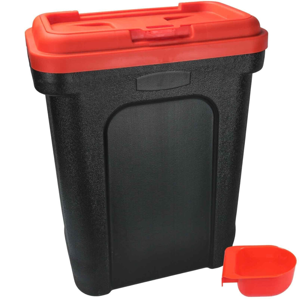 (Red, Large) Pet Food Storage Container Dry Dog Cat Food Bird Seed Bin Box With Scoop