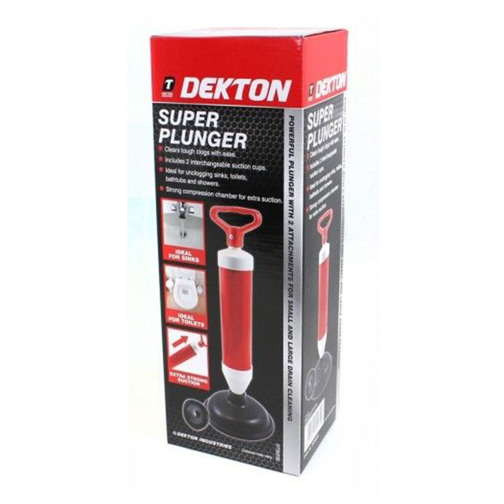 Dekton Drain Buster Super Plunger Toilet Sink Unblock Sucker Bath Tub Shower 5055441411729