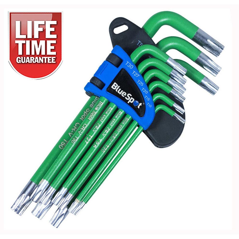 9 Piece Offset Long Reach Torx Tamperproof Key Set Hex Star Trx Drive T10 - T50 5028734153804
