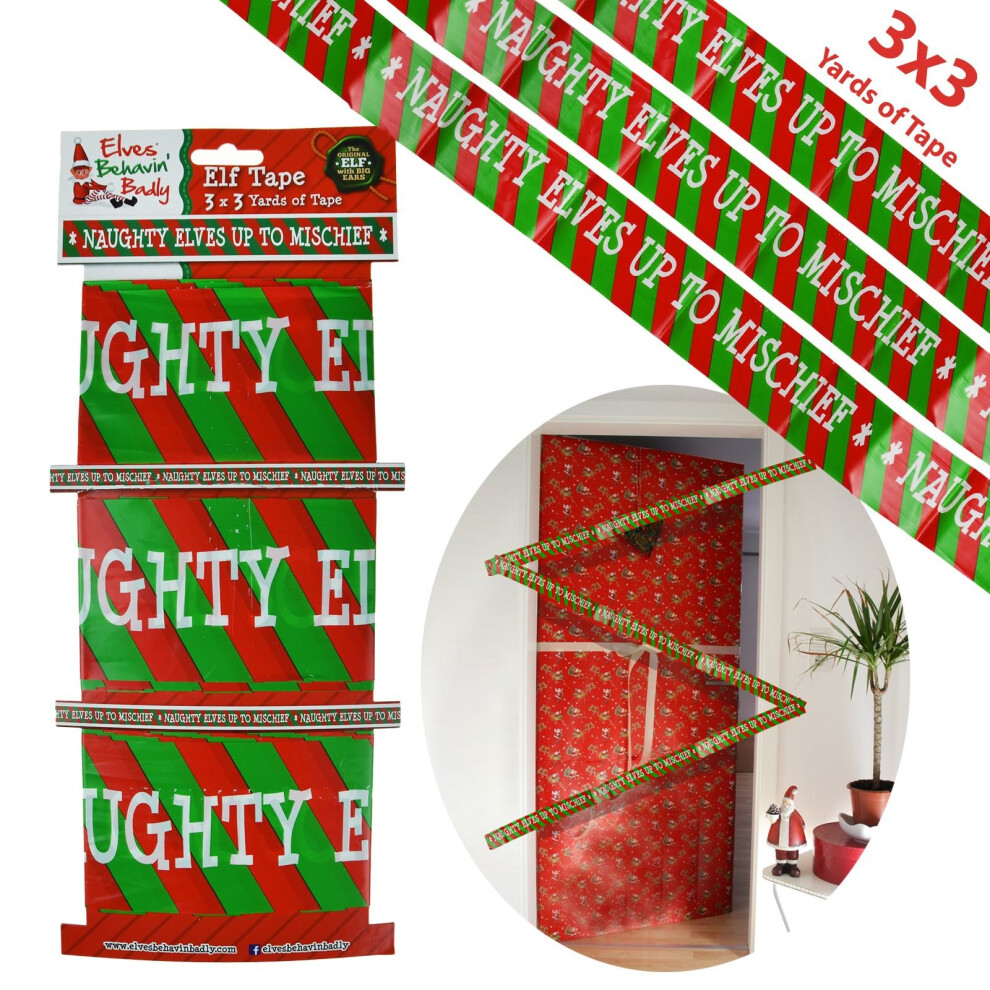 Christmas Naughty Elf on Shelf Printed Tape Banner Presents Decoration 8m x 8cm