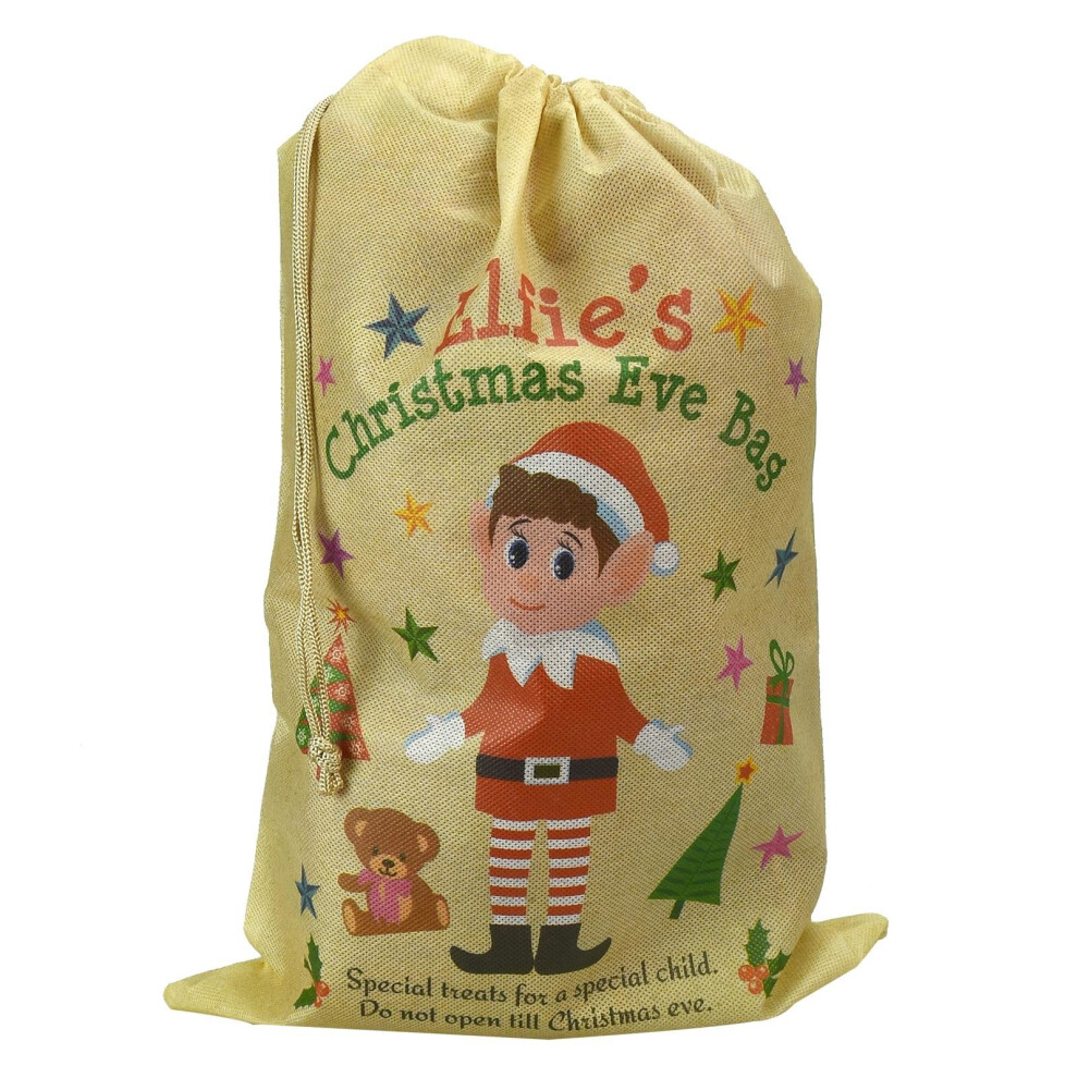 Kids Boys Girls Christmas Eve Elf Gift Bag Xmas Santa Drawstring Present Sack