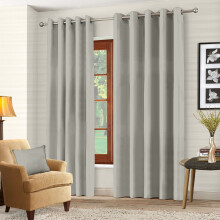 (Silver, 66" x 90" (168cm x 229cm)) Thermal Blackout Curtains Pair Ring Top Eyelet Ready Made Super Soft