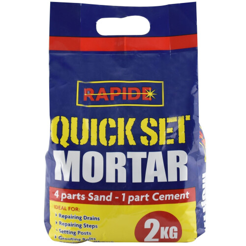Rapide Quick Set Mortar Bag 2kg Premixed 4-1 Building Sand Cement Water Solution