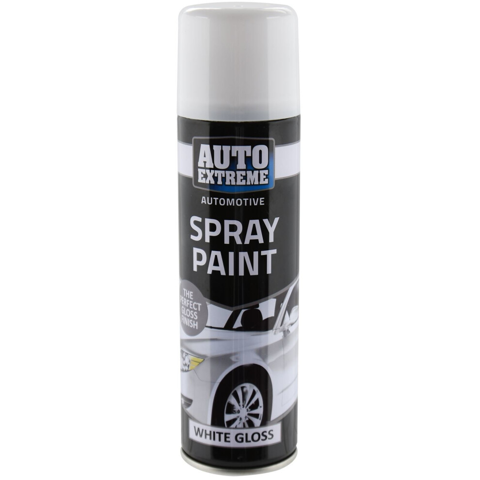 Auto Extreme (Single) Automotive White Gloss Spray Paint 250Ml Aersol Fast Dry Metal Interior Exterior