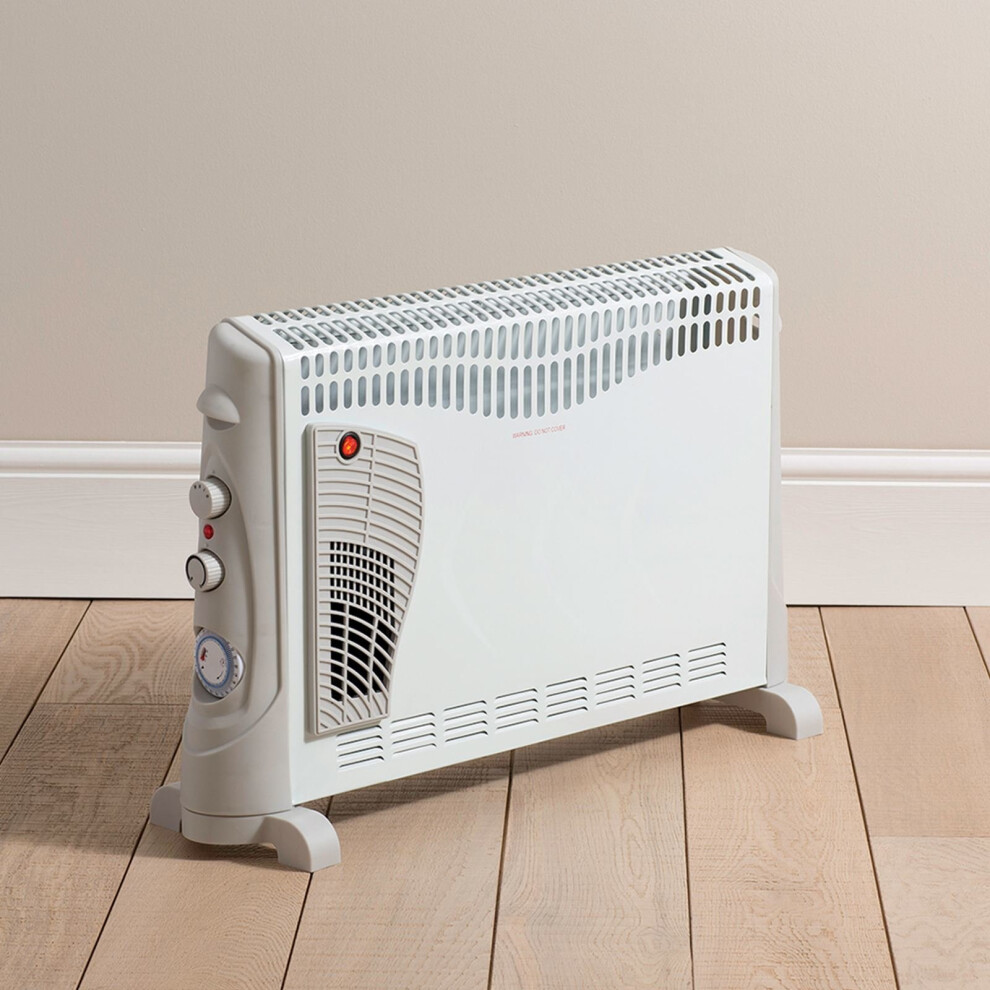2000W Portable Electric Turbo Convector Heater Thermostat & Timer Free Standing