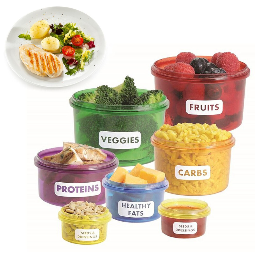 7Pcs Food Portions Storage Box Containers Lids Perfect Way Lose Weight Healthy
