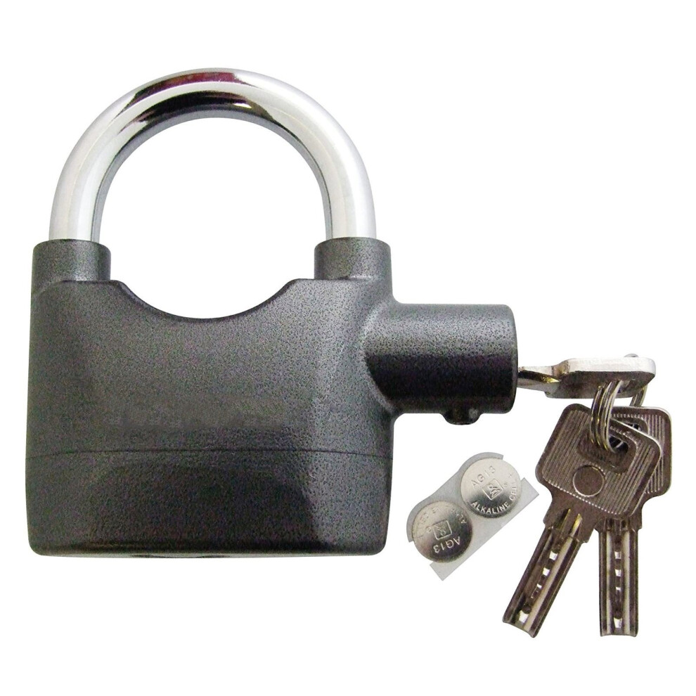 (Single) Alarmed Heavy Duty Padlock Loud Siren for Shed Security Bike Cycle Bicycle Lock