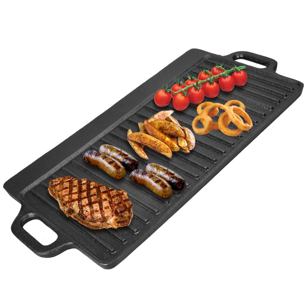 Non-Stick Coating Cast Iron Reversible Griddle Pan Electric Gas Induction Hobs