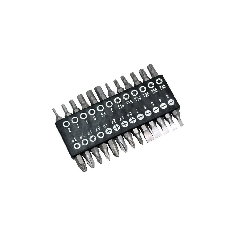 25Pc Screwdriver Bit Set - Heat-Treated Carbon Steel, 25Mm, Belt Clip; Slotted, Torx, Hex, Phillips & Pozi (16891.Msos) 5032759016891
