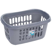 (Silver) Wham Hipster Laundry Basket Modern High Grade Plastic Linen Washing Carrier