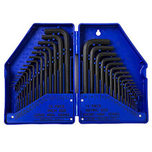 30pc Hex Allen Key Set CR-V Steel Metric Imperial Industrial Long Short Arm